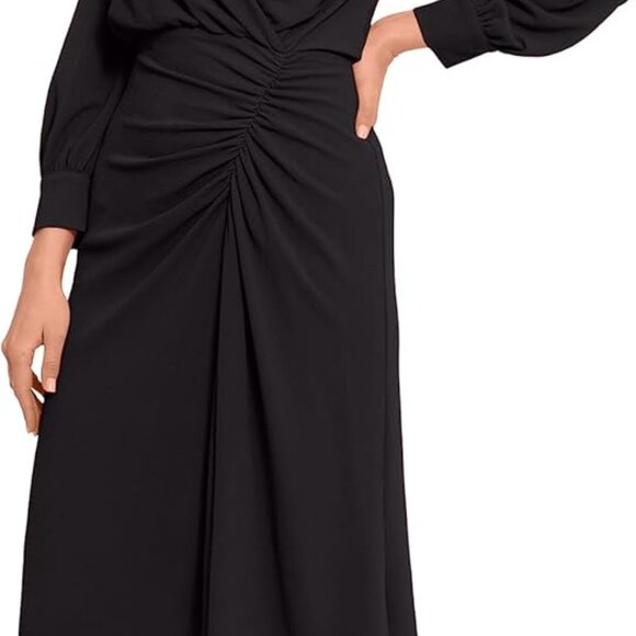 Women's Long Sleeve Catalina Crepe Dress Workwear Event Guest of Wedding - Picture 2 of 4